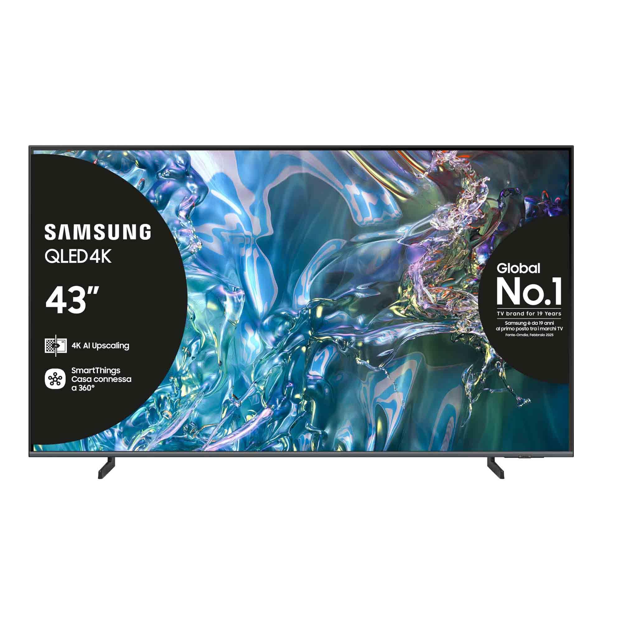Samsung Smart TV 43" QE43Q64DAUXZT QLED 4K Upscaling, Processore Quantum 4K Lite, AirSlim Design, DVBT-2, Q-Symphony & OTS Lite, Gaming Hub, Ultimate UHD Dimming, Titan Gray 2024 [Amazon EXCL.]