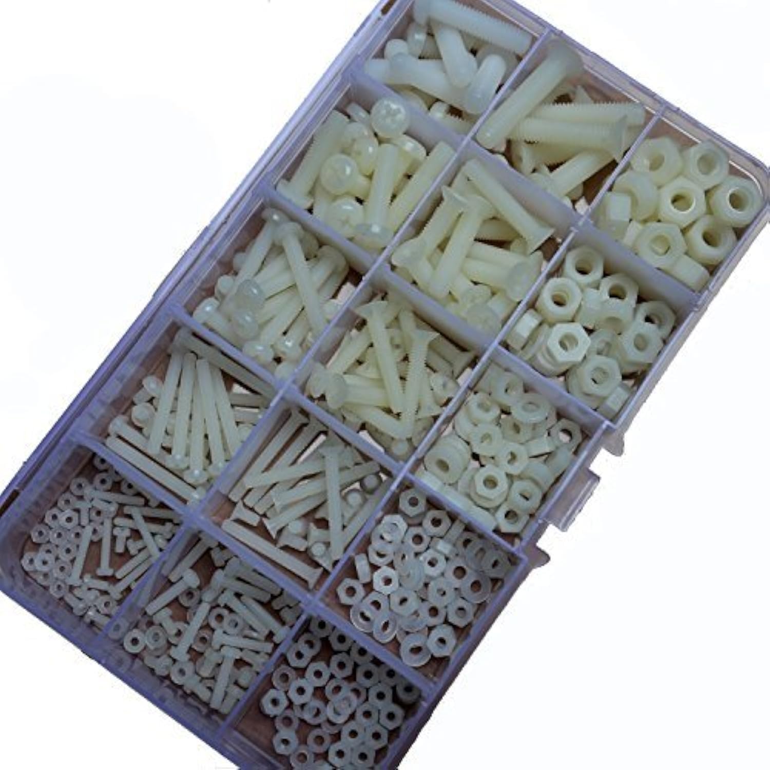 MEETOZ 420pcs Nylon Plastis Screw Nut Washer Assortment Kit M2 M2.5 M3 M4 M5 M6
