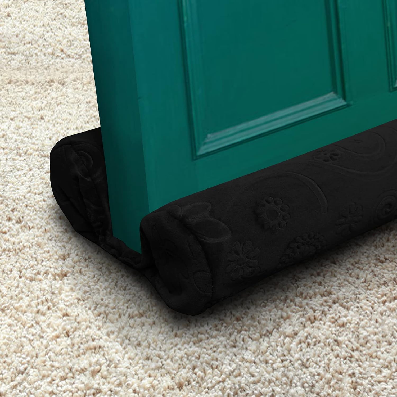 Draft Stoppers - Tormays TumiMallody Door Draft Stopper Noise Air Blocker Washable Wind Rain Double Sided Seal Strip Adjustable Printed Velvet Guard Available Weather Stripping (36 inch, Black Ink)