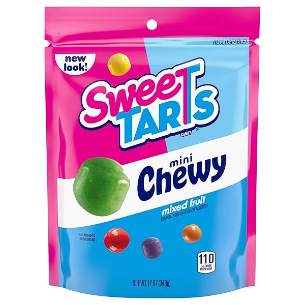 SWEETARTS MINI CHEWY CANDY, MIXED FRUIT FLAVORS (CHERRY, GRAPE, LEMON, APPLE & ORANGE), SWEET & TART CHEWY CANDY, 12 OZ BAG