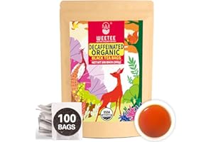 WT WEETEE Organic Decaf Black Tea Bags, USDA Organic Black Tea 100 Count | Smooth & Mild Taste | CO2-Decaffeinated | Resealable Kraft Bag