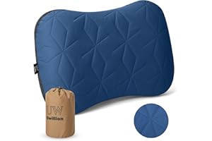 UWILLION Camping Pillow with Removable Cover - Ultralight Inflatable Pillow for Camping Lightweight, Ergonomic and Washable for Camping, Hiking, and Travel Blue