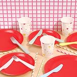 PARTY GO 50 Red 9 Inch Paper Plates Disposable Party Supplies view 5