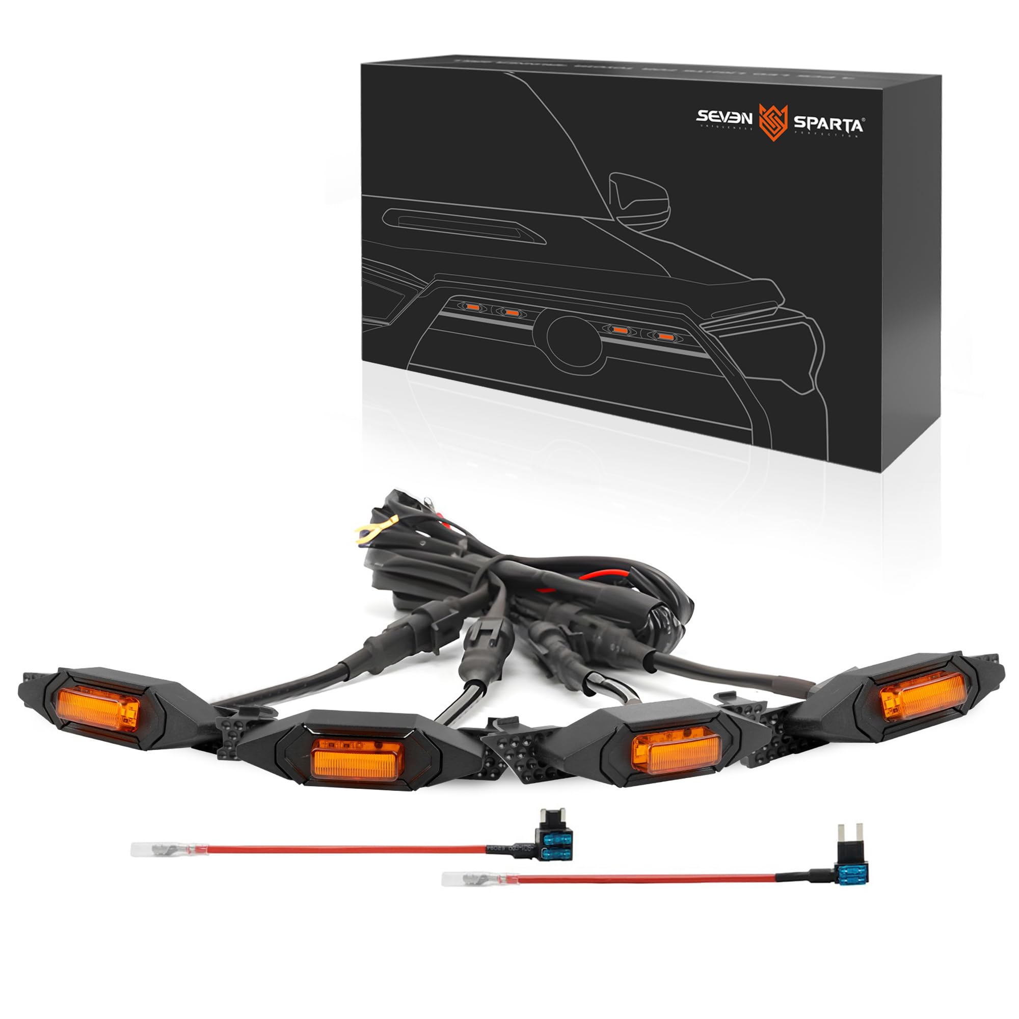 Photo 1 of SEVEN SPARTA 4 PCS Grill Led Lights Compatible with Toyota 4Runner 2020-2024, Including SR5, TRD Sport, Off-Road, Premium and Limited Grille, Fuse and Instruction Included (Amber)0