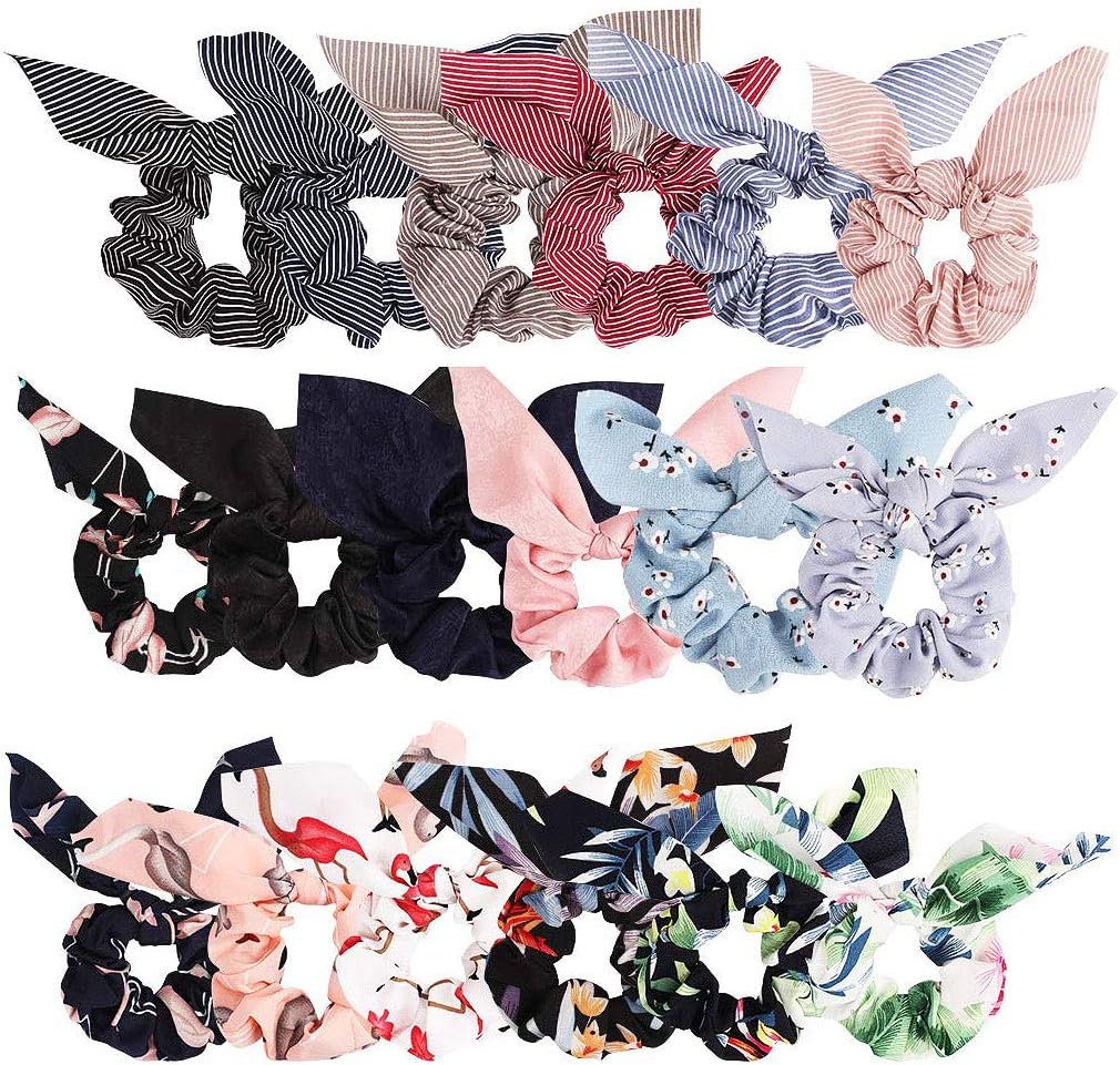 Jaciya 18 Pack Scrunchies for Hair, Cute Scrunchies Women Hair Scrunchies Chiffon Flowers Elastic Hair Bands Scrunchy Hair Ties Ropes Scrunchie Hair Scrunchies Chiffon Hair Scrunchies