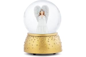 DEMDACO Decorative Christmas Holiday Musical Glitter Snow Globe Plays Classic Tune Hark The Herald Angels Sing 5 x 6.5 Inch R