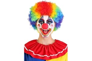 EOQPDECD 1 Pcs Clown Wig 2 Pcs Clown Nose for Men Women Kids for Halloween Carnival Cosplay Carnivals Fancy Dress Parties Cosplay Birthday Dress-Up Party Christmas Halloween Fancy Funny Wigs (Free Size)
