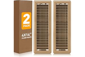 VE NI SCC Floor Register 4x14, Heavy Duty Steel Walkable Floor Vent Covers, Air Vent Covers with Adjustable Air Supply Lever for Home Floor, Sidewall, 2 Pack, Brown
