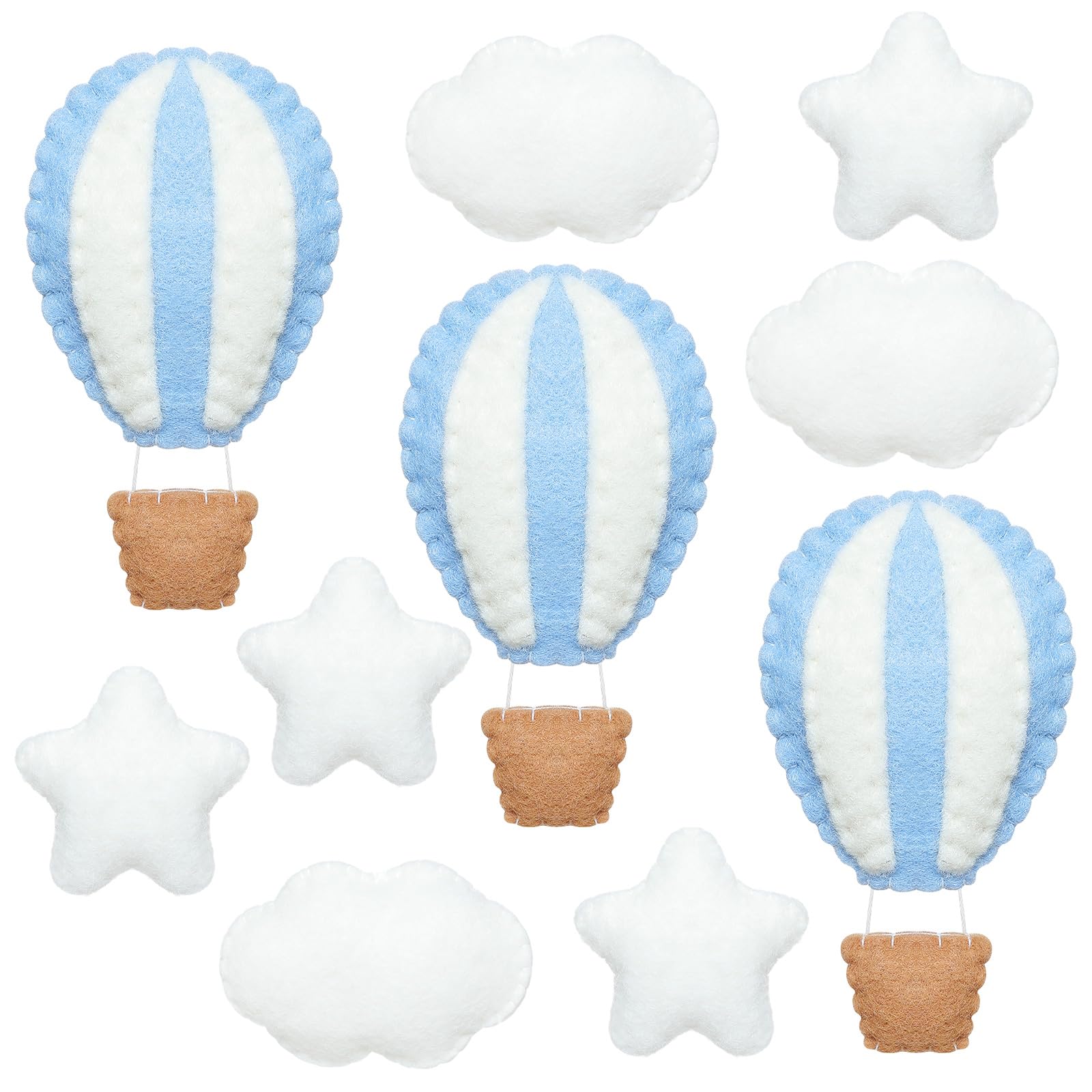 Photo 1 of Poen 10 Pcs Star Hot Air Balloon and Cloud Nursery Decor Western Wall Decor for Bedroom Mini Felt Clouds Stars Hot Air Balloon Nursery Felt Wall for Kids Baby Bedroom(Blue)