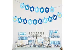 BESSMOSO Hanukkah Decorations Party Banner Holiday Party Dreidel Garland Chanukah Festival Day Supplies Blue Illumination Party Family Gathering Decorations