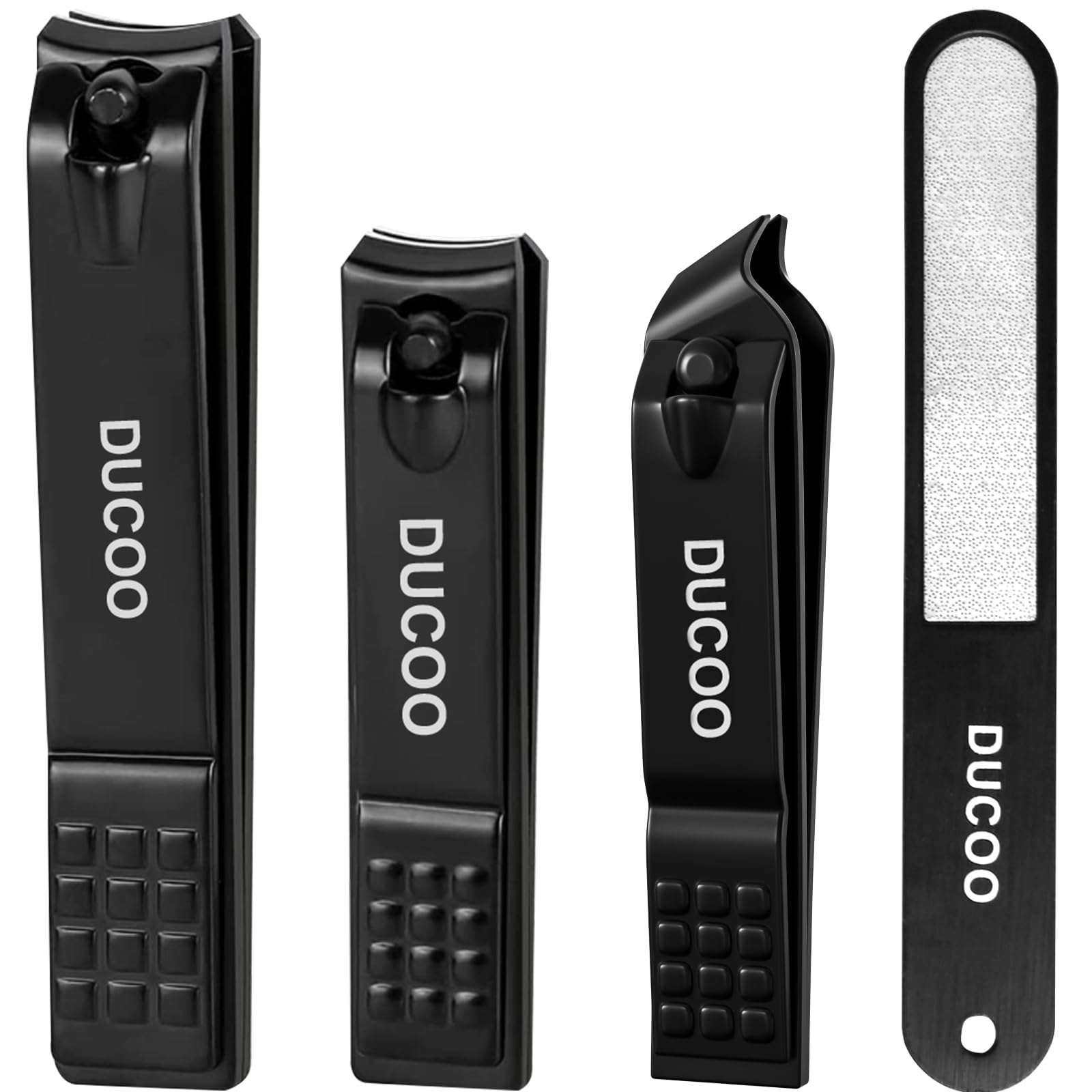 Photo 1 of DUCOO Nail Clipper Set, 4 PCS Ultra Sharp Nail Clippers for Men, Women, Adults Toenail Fingernail Clippers, Stainless Steel Nail Cutter & File, Black