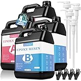 KISREL 4Gallon Epoxy Resin - Crystal Clear Epoxy Resin Kit - No Yellowing No Bubble Art Resina Casting for Art Crafts, Jewelry Making, Molds(2 Gallon x 2)