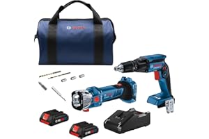 BOSCH GXL18V-291B25 18V 2-Tool Combo Kit with Brushless Screwgun, Brushless Cut-Out Tool and (2) CORE18V® 4 Ah Advanced Power