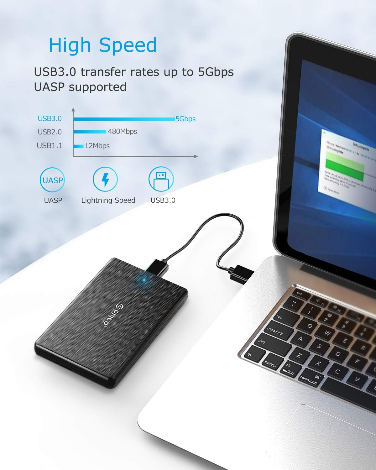 ORICO USB3.0 to SATA III 2.5" External Hard Drive Enclosure for 7mm and 9.5mm 2.5 Inch SATA HDD/SSD Tool Free [UASP Supported] Black(2189U3): Computers & Accessories