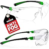 NoCry Clear Safety Glasses for Men and Women with Anti-Fog and Scratch Resistant Wrap Around Lenses, Adjustable Temples and Nose Pads — ANSI Z87 Certified Protective Eyewear with 100% UV Shielding