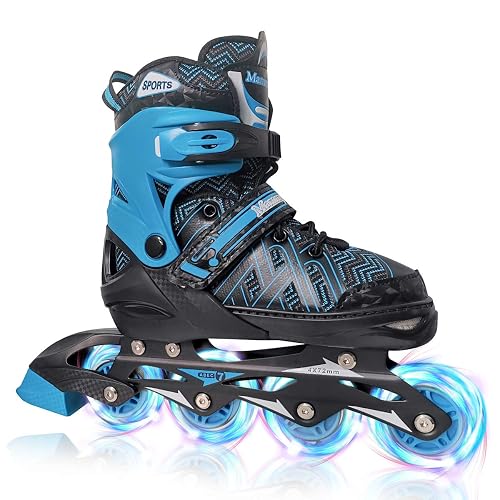 Hockey Lite Youth Adjustable Inline Skates – Size 7-10, Tool-Free Size Adjustment, ABEC-5 Bearings, Outdoor Wheels