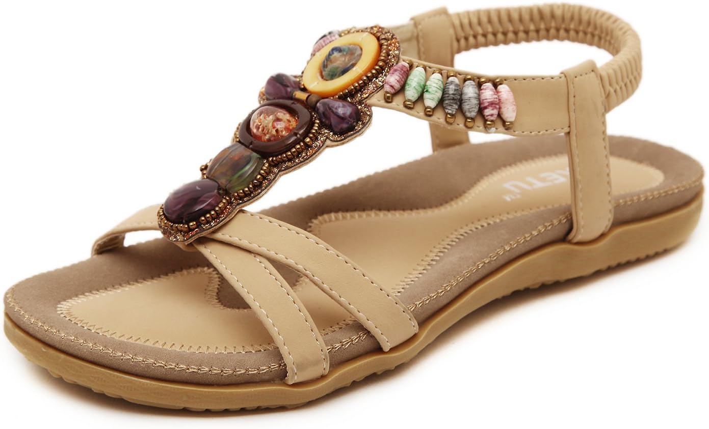 Women's Bohemian Beaded Ankle Strap Sandal
