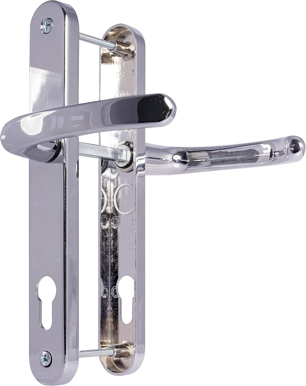 Polished Chrome UPVC Door Handles Lever/Lever 92mm PZ 210mm Screw to Screw