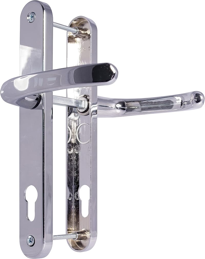 Polished Chrome UPVC Door Handles Lever/Lever 92mm PZ 210mm Screw to Screw