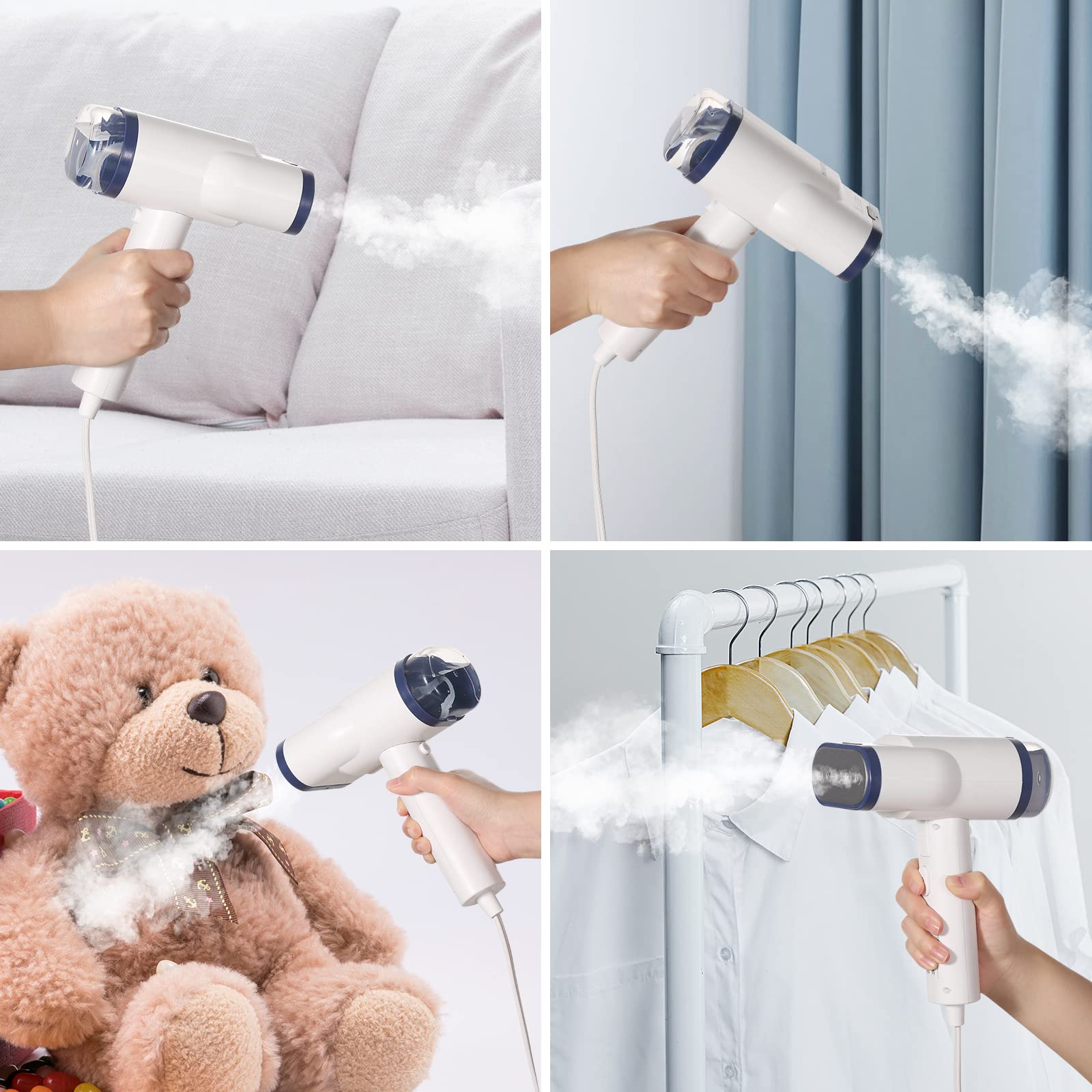 HOMETOP Handheld Steamer for Clothes, 2 in 1 Foldable Garment Steamer, 30s Heat-up, 1300W Powerful Fabric Wrinkles Remover with Brush, Portable Steam Iron for Office, Home and Travel