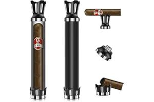 wanbro Crown Cigar Tube, Aluminum-Alloy Cigars Travel Case with Cigar Holder, Punch, Ashtray, Smell Proof, Portable Cigar Holder Case for Men Gift