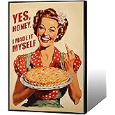 Vintage 60s Kitchen Canvas Poster Kitchen Housewife Wall Art Home Aesthetic Picture Minimalist Prints Painting For Family Living Room Bedroom Wall Decor 12x16in Unframed