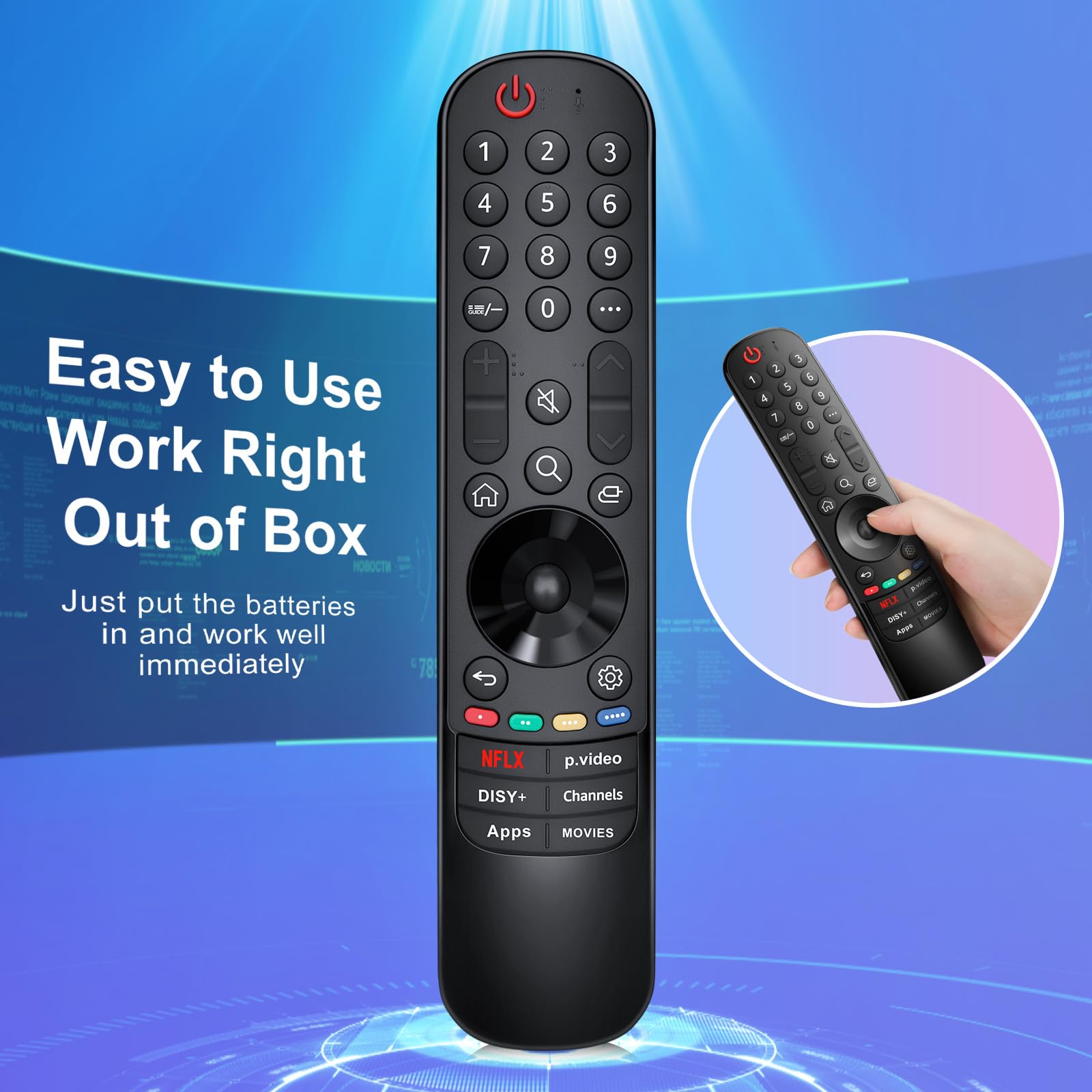 Magic-Remote Replacement for LG-Smart-TV-Remote-Control, Universal for LG Smart TV Series UHD OLED QNED NanoCell MiniLED 4K 8K(NO Voice & NO Pointer)