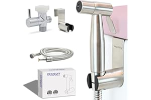 Vayzluiy Handheld Toilet Bidet Sprayer for Toilet-Adjustable Water Pressure Control with Bidet Hose for Feminine Wash, Stainl