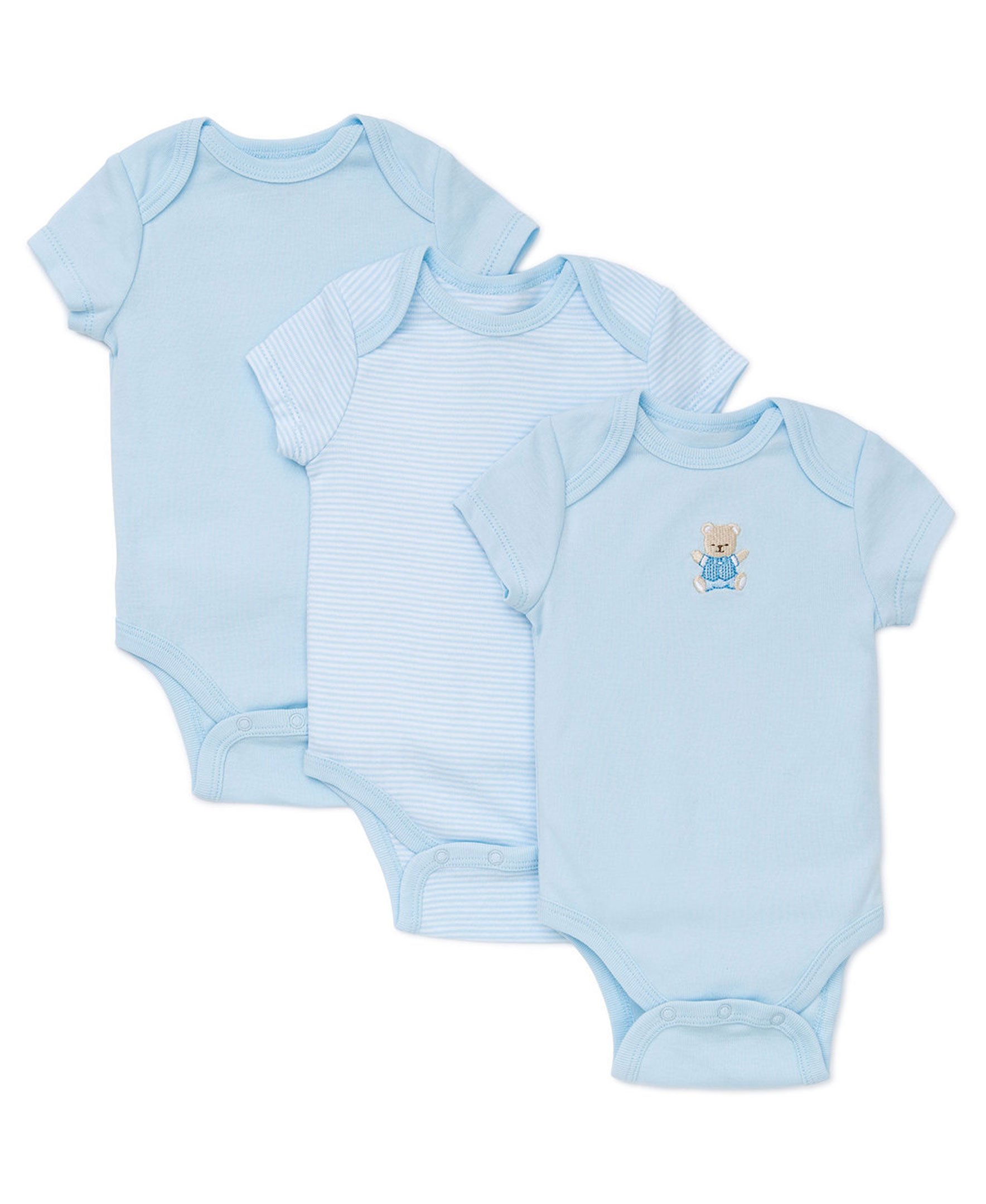 Little Me Clothes for Baby 3-Pack 100% Cotton Scratch Free Tag Bodysuits, Newborn to 9 Months