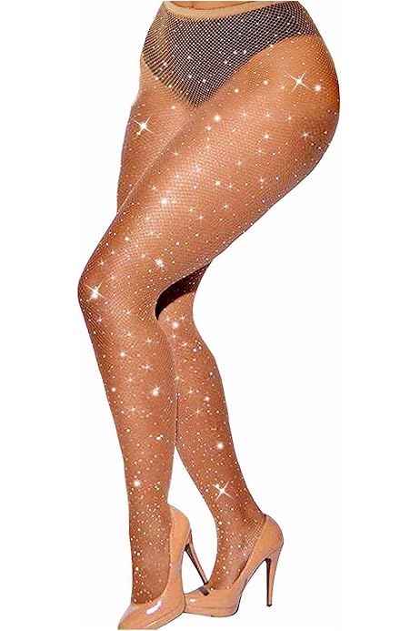 Aneco 2 Pairs Plus Size Fishnets Sparkle Diamond Cross Mesh Tights Woman  Sexy Black Tights Pantyhose Stockings at Amazon Women's Clothing store