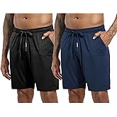 SlumberMee Mens Pajama Bottoms Viscose Made from Bamboo Sleep Shorts with Pockets and Fly Lounge Pants Sleepwear Multipack