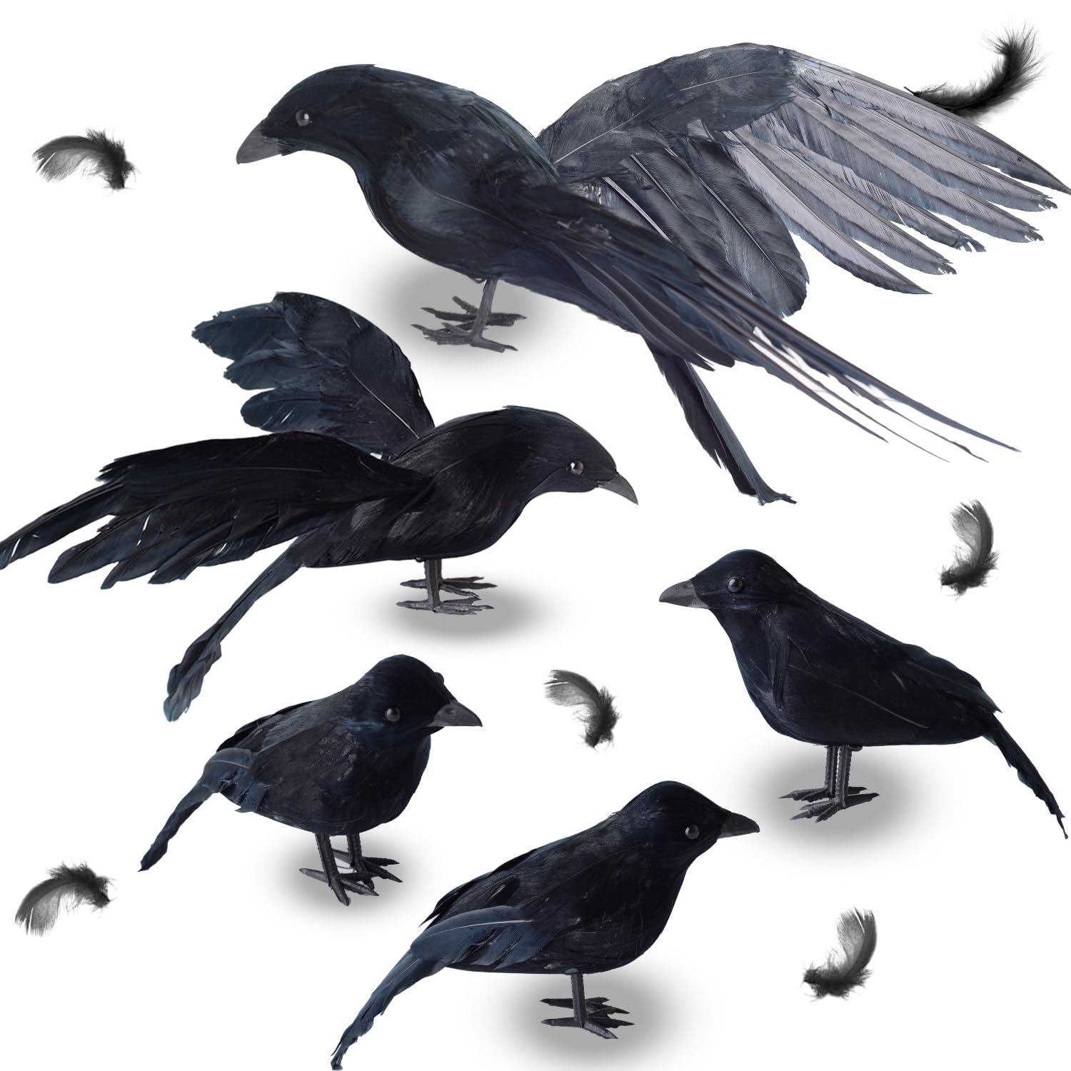 Photo 1 of ****MISSING TWO BIRDS SLIGHT DAMAGE****
NAISEN 5 Pack Halloween Crows Decorations, Assorted Size Black Feather Halloween Crows and Ravens Decor, Realistic Handmade Scary Crows Props Outdoors Indoors Decorations