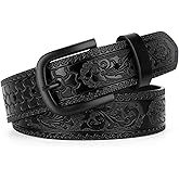 VONMELLI Western Cowboy Belt for Men, Cowboy Leather Belt Embossed Mens Western Belts for Jeans