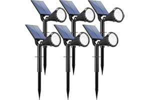 WELALO Solar Spot Lights Outdoor Waterproof for Flag, 6 Pack/4 Modes Landscape Spotlights 180° Adjustable Solar Lights Outdoor for Walkway Pathway Tree Yard Garden Wall Statue Cool White