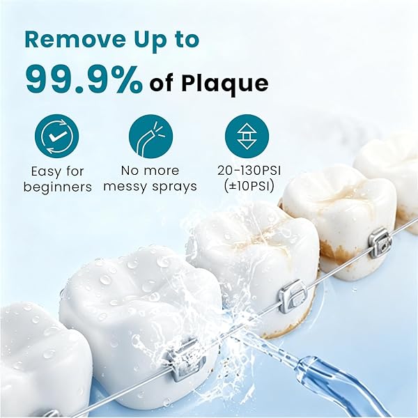PRISM SMILE CORDLESS WATER FLOSSER, 6 ADJUSTABLE PRESSURE MODES, 240ML LARGE TANK, IPX7 WATERPROOF, 8 REPLACEABLE NOZZLES, FOR ORTHODONTIC, BRACES, SENSITIVE GUMS