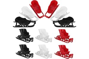 LOGOFUN 12Pcs Mini Christmas Sleigh Decorations Small Santa Sleigh Ornamets Tiny Sled Figurine for Xmas Party Table Adornment - Colorful (7cm)