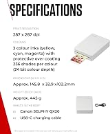 Canon SELPHY QX20 Portable Printer Wi-Fi Dye Sublimation USB-C White view 6