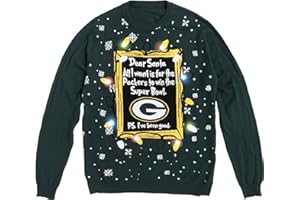 FOCO Men's NFL Team Logo Light Up Dear Santa Holiday Ugly Sweater