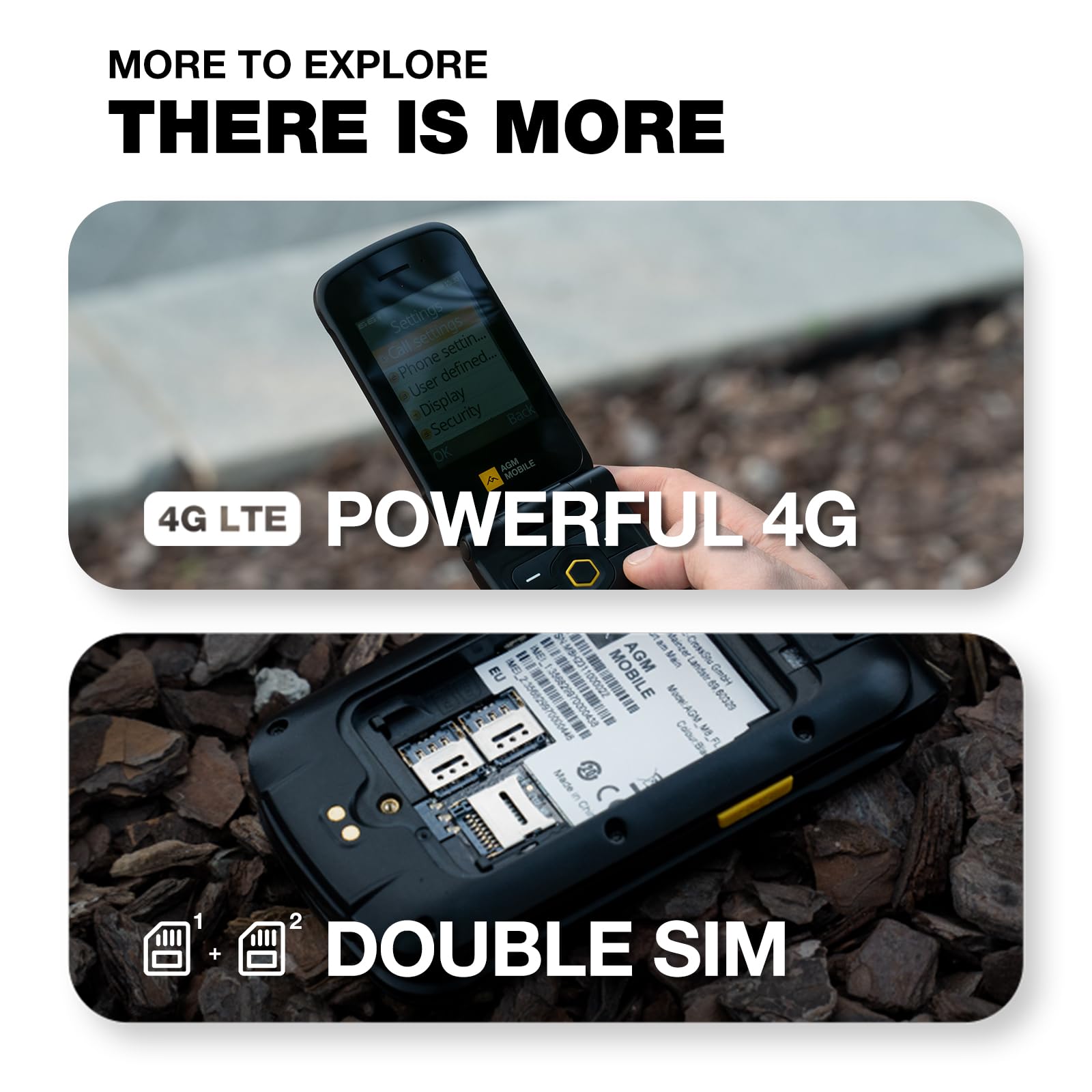 AGM M8 Rugged Flip Phone, 4G LTE Basic Cell Phone, Simple Mobile Phones, Waterproof/Drop-Proof, SOS Side Key, Speed Dial, 104dB Powerful Speaker, Large Keypad/Fonts, Dual SIM Cards, for T-Mobile ONLY