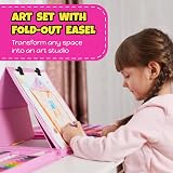 Artworx 208pc Kids Art Set Case Easel Pens Pencils Pastels Paints Drawing Gift view 2