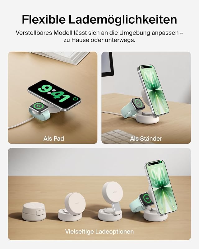 UltraCharge Pro 2-in-1 Qi2 Induktive Ladestation, 25W – Sandfarben