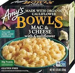Amy's Frozen Meals, Macaroni and 3 Cheese Pasta Bowl, Made With Organic Rice and Cauliflower, Gluten Free Microwave Meals, 8.