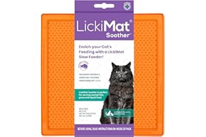LickiMat Classic Soother, Cat Slow Feeder Lick Mat, Boredom Anxiety Reducer; Perfect for Food, Treats, Yogurt, or Peanut Butter. Fun Alternative to a Slow Feed Cat Bowl or Dish, Orange
