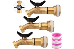 JaGely 3 Sets Brass Rain Barrel Spigot Kit with Heavy Duty Bulkhead Fitting Quarter Turn Ball Valve Rain Barrel Faucet for Aquariums, Water Tanks, Tubs, Pools(Black)