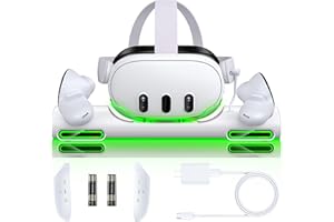 AXYBCOOL Charger Station for Meta Quest 3 – Fast Magnetic Charging Station Compatible with Oculus Quest 3 VR Headset & Controllers | Includes 2 Rechargeable Batteries, 20W USB-C Adapter & Cable