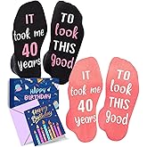 HAPPYPOP Birthday Gifts Ideas - Women 35-50 Year Old Socks, 55-80 Year Old Bday Gifts 2 Pack