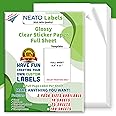 Clear Transparent Sticker Paper (8.5” x 11”) - 100 Sheet Pack - Glossy Full Sheet Vinyl Labels for Inkjet Printers - Tear-Resistant, Strong Adhesive, Weather Resistant - DIY & Craft Projects Labels