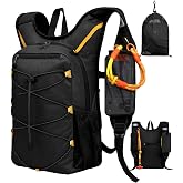 MOKURA 15L Small Hiking Backpack for Men Women, Lightweight Daypack, Black | Packable Back Pack with a Detachable External Storage Pouch | Water-Resistant Hiking Daypack for Travel Camping Outdoor