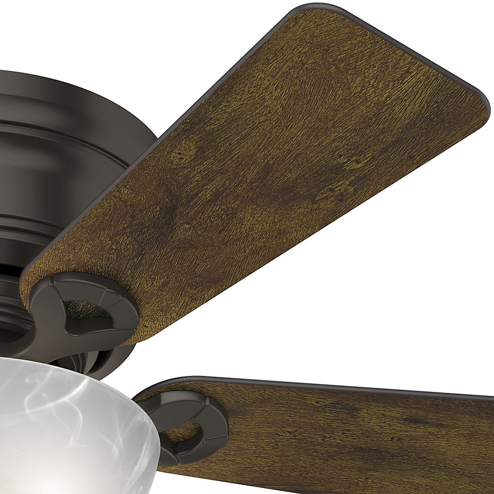 Hunter Indoor Low Profile Ceiling Fan with light and pull chain control - Haskell 42 inch, Premier Bronze, 52137