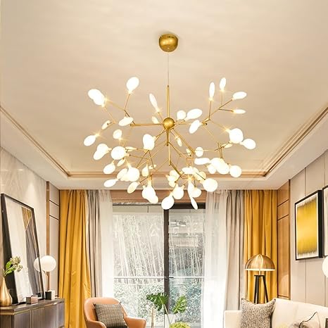 36 Light Sputnik Firefly Chandelier Led Pendant Lighting Ceiling Light Fixture Golden Hanging Lamp 36 Lights